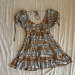 Show Me Your MuMu Brown and Blue Plaid Kids Dress